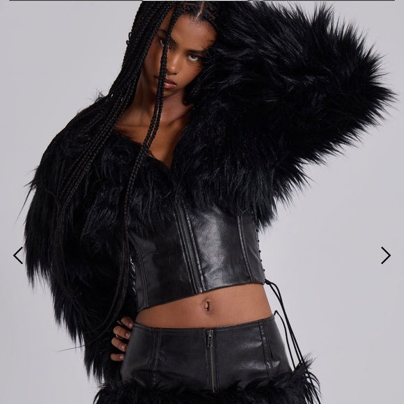 NWT Jaded London Viera Faux Fur and Leather Jacket SMALL - Picture 7 of 10